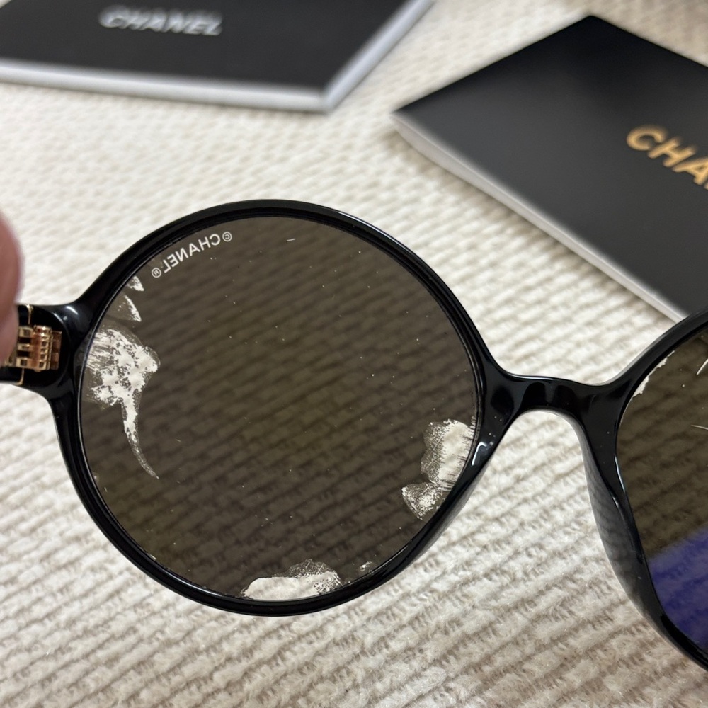 CHANEL Black and Gold Sunglasses with Case - Picture 6 of 12